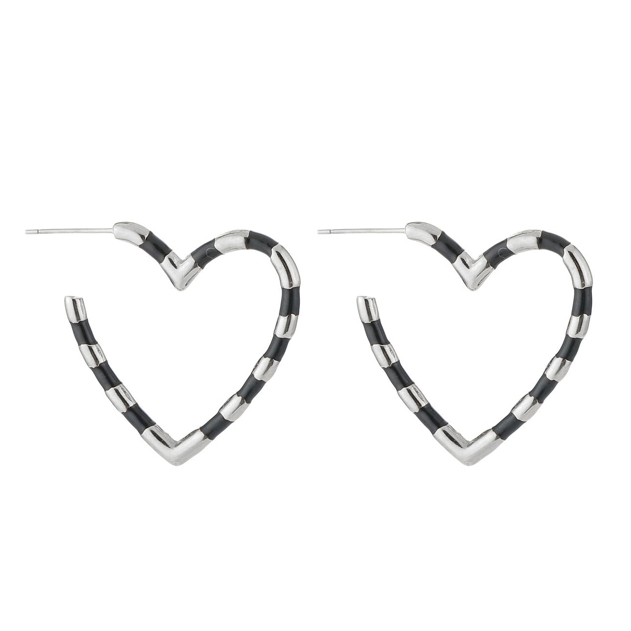 Oorbellen Kleurvol Hart zilver zwart