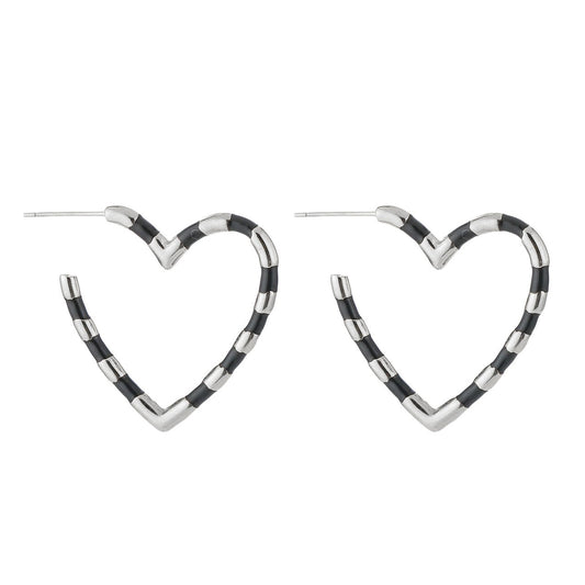 Oorbellen Kleurvol Hart zilver zwart