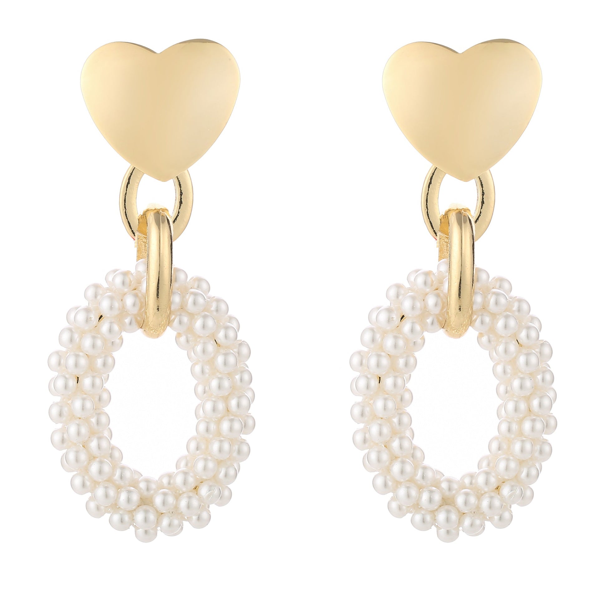 Oorbellen Kralen Love goud wit