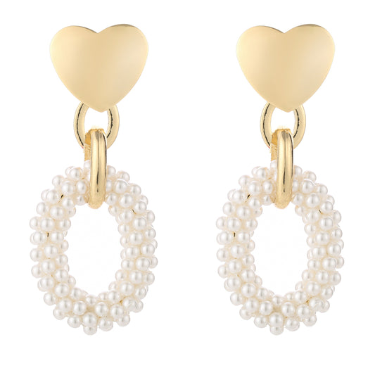 Oorbellen Kralen Love goud wit