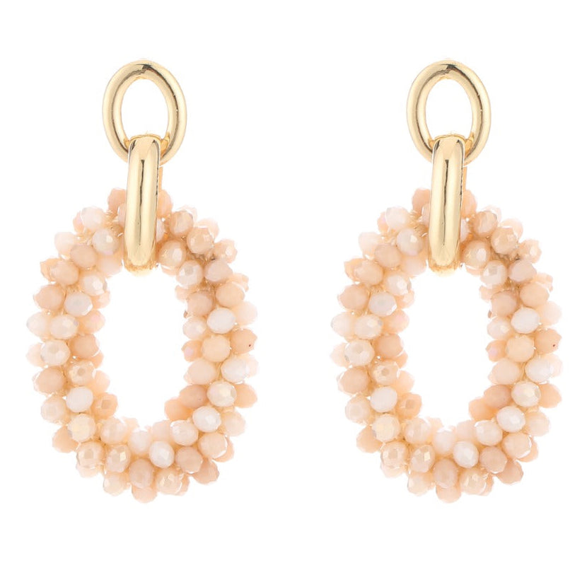 Oorbellen Kralen Ovaal goud beige