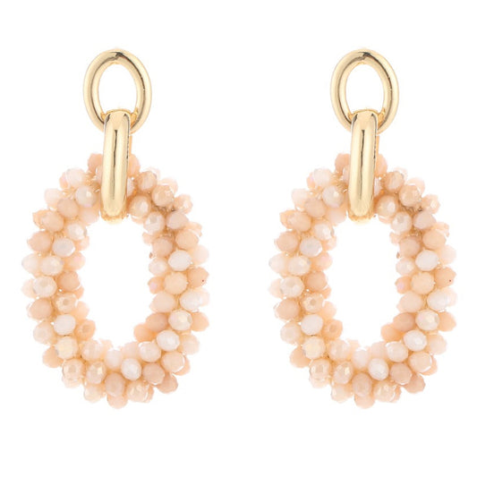 Oorbellen Kralen Ovaal goud beige