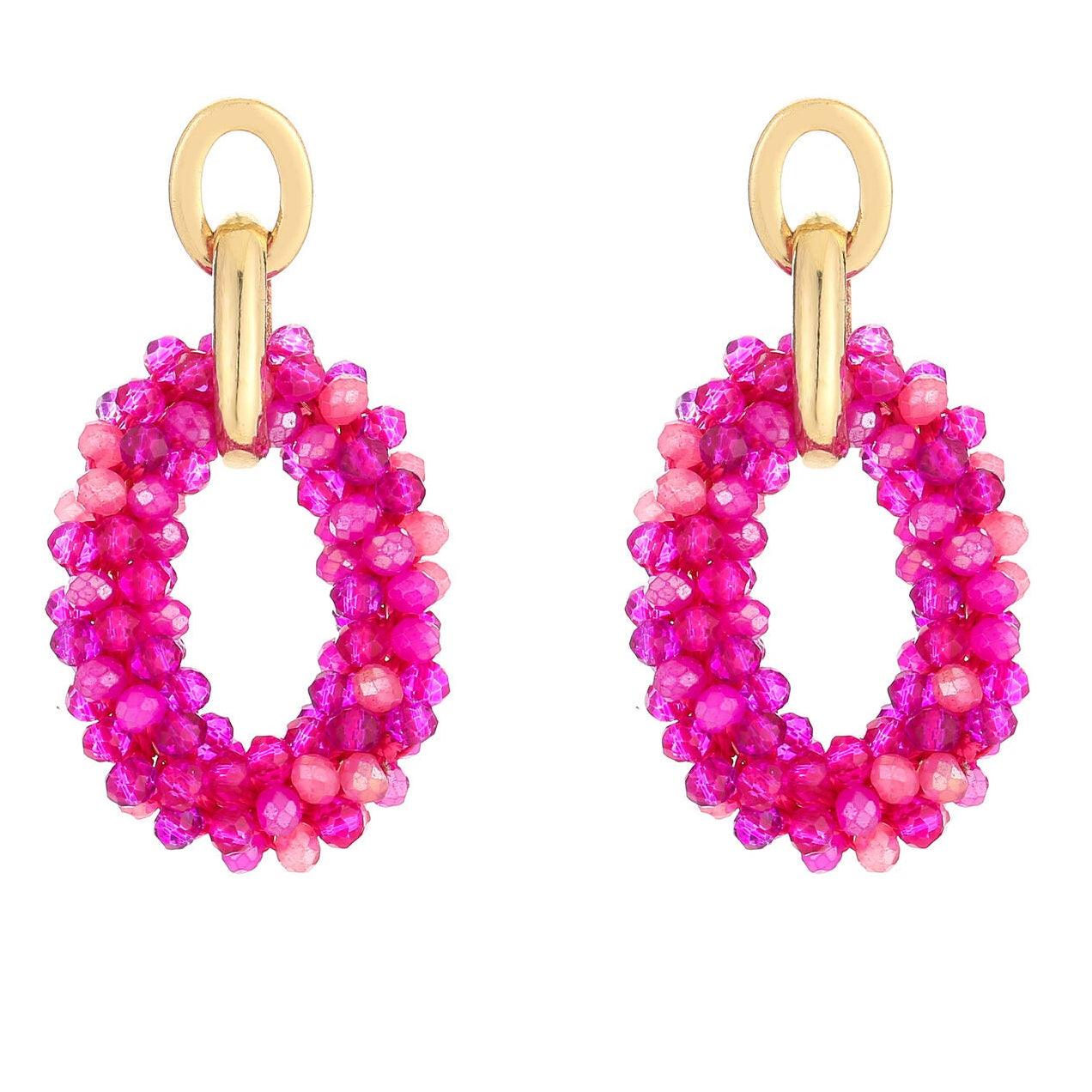 Oorbellen  Kralen Statement Druppel Party fuchsia mix