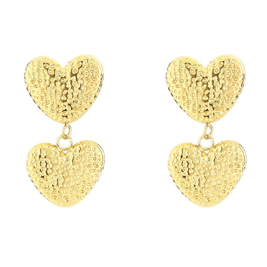 Oorbellen Love Hartjes oorsteker goud vooraanzicht