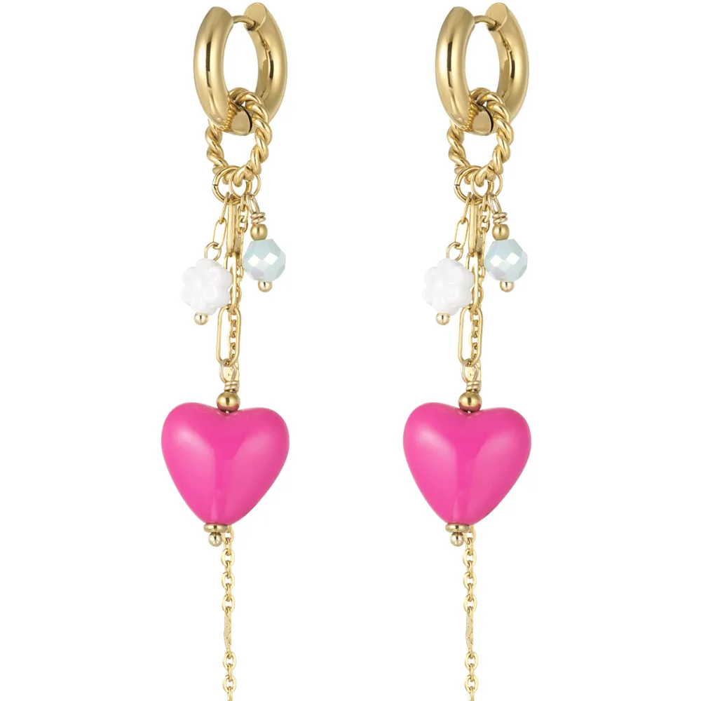 Oorbellen Love Party goud roze