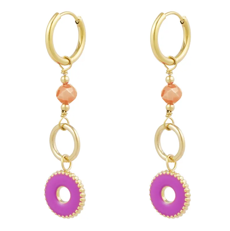 Oorbellen Mystic Mysterie goud fuchsia