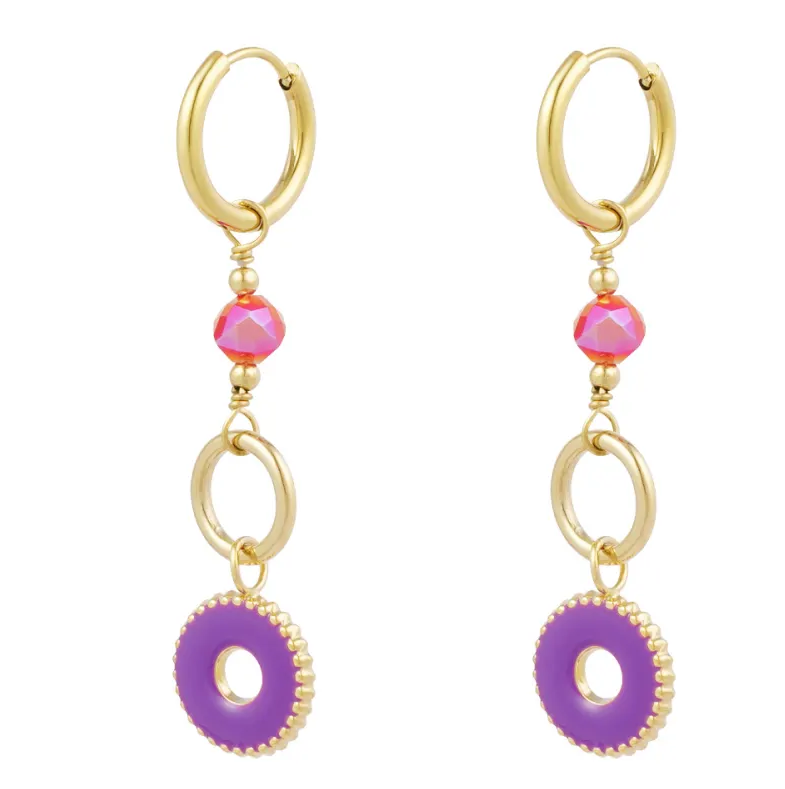 Oorbellen Mystic Mysterie goud paars