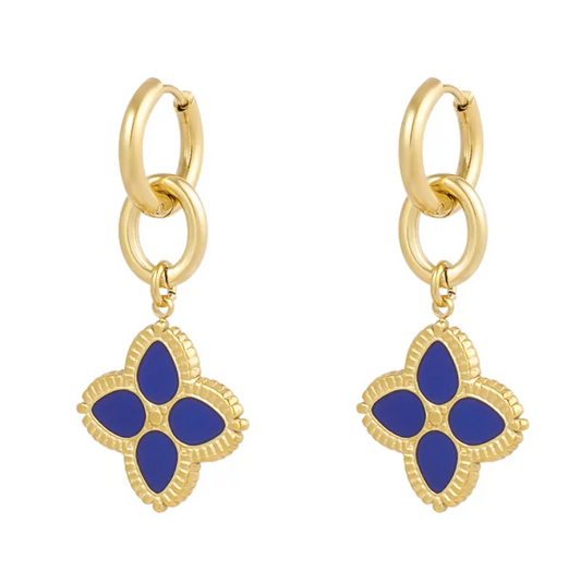 Oorbellen Need Flowers goud blauw