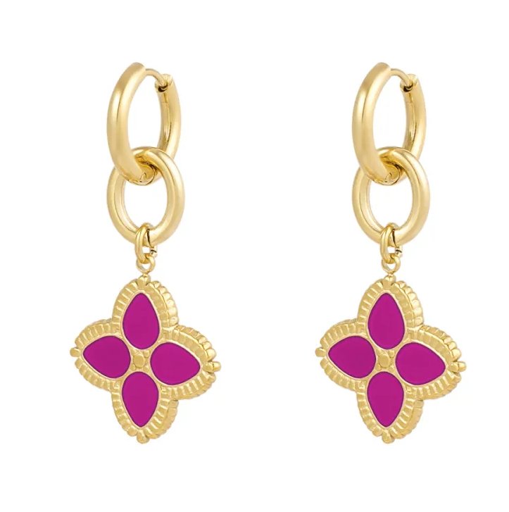 Oorbellen Need Flowers goud roze