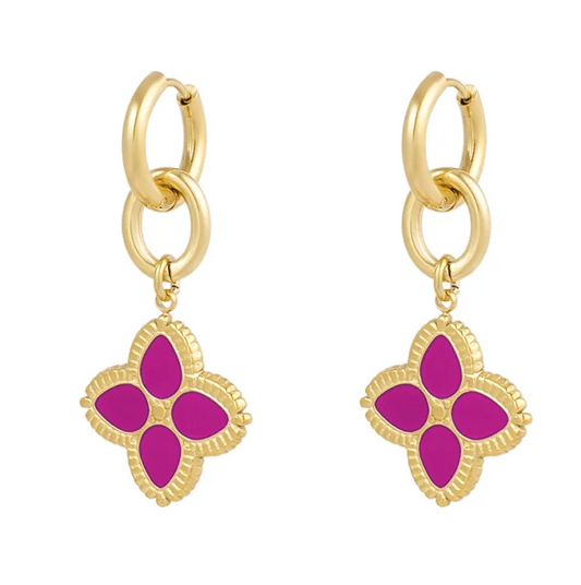 Oorbellen Need Flowers goud roze