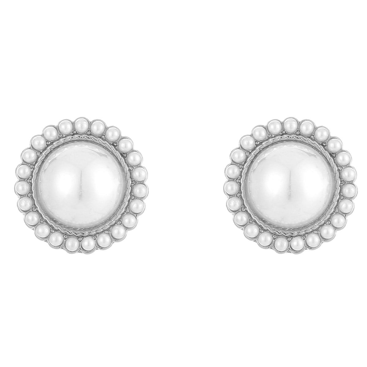 Oorbellen Parel Bloem Klipsluiting rond zilver