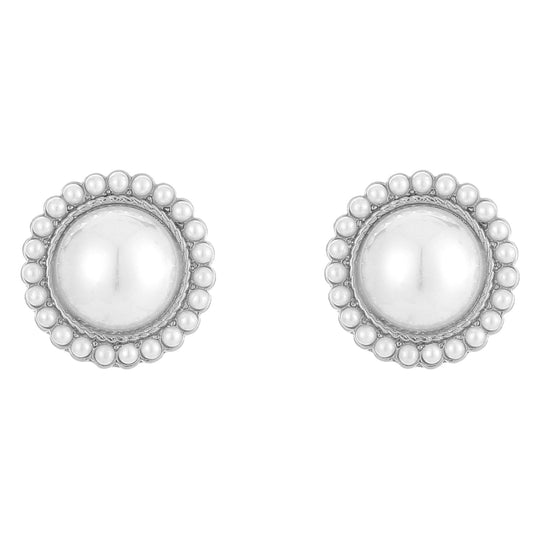 Oorbellen Parel Bloem Klipsluiting rond zilver