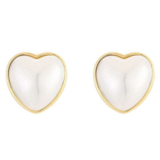 Oorbellen Parel Hart Klipsluiting goud