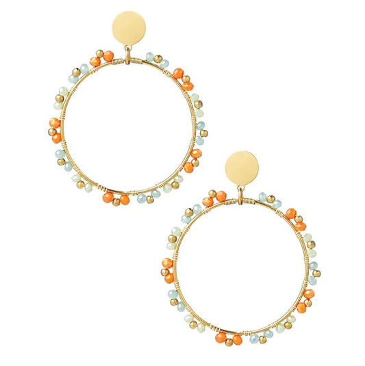 Oorbellen Rond Kraaltjes goud blauw