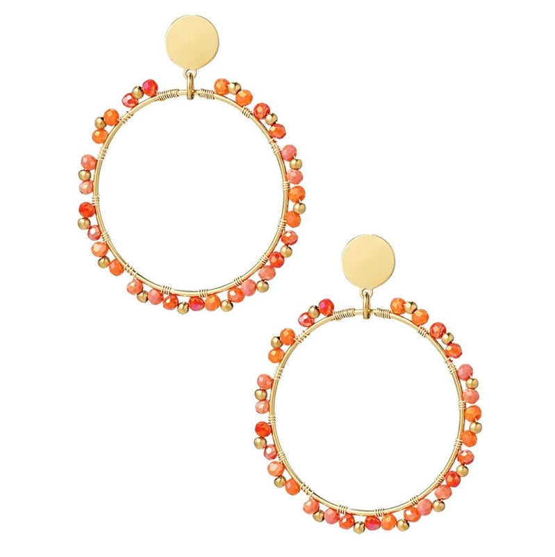 Oorbellen Rond Kraaltjes goud oranje