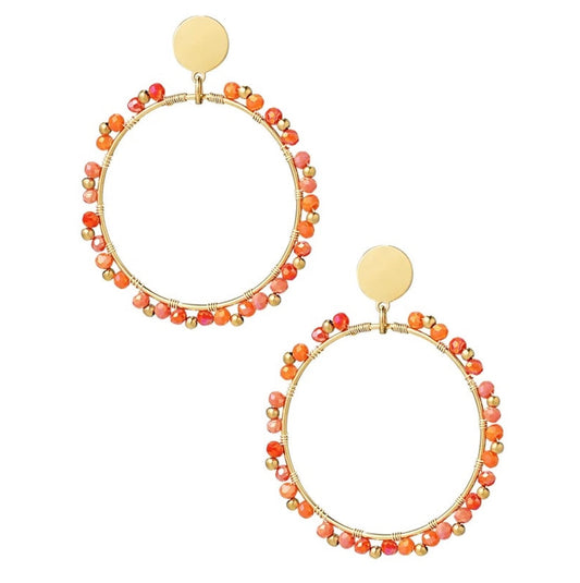 Oorbellen Rond Kraaltjes goud oranje