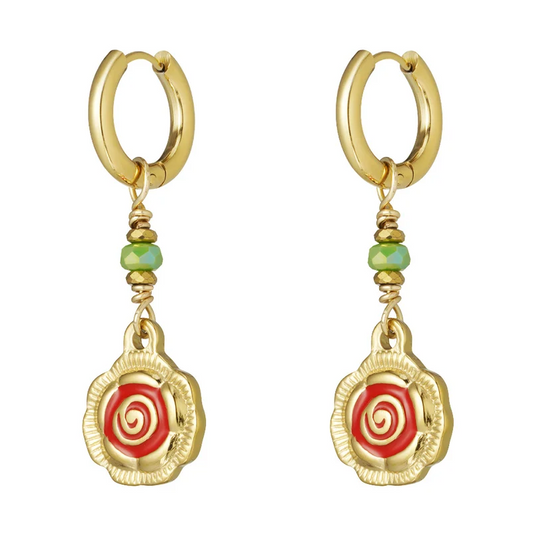 Oorbellen Rose Glow goud rood