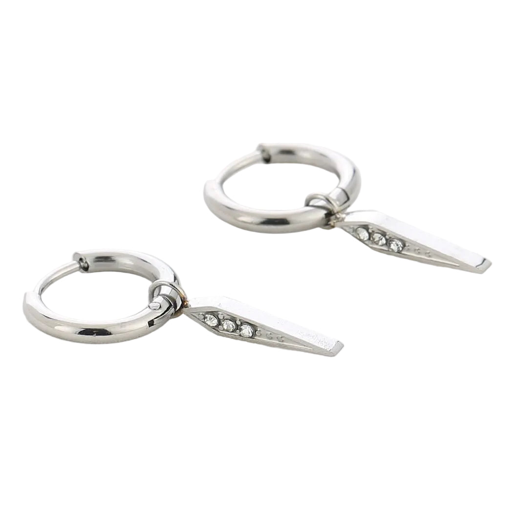 Oorbellen Staafje zilver liggend