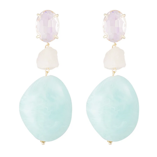 Oorbellen Statement Glas goud blauw roze