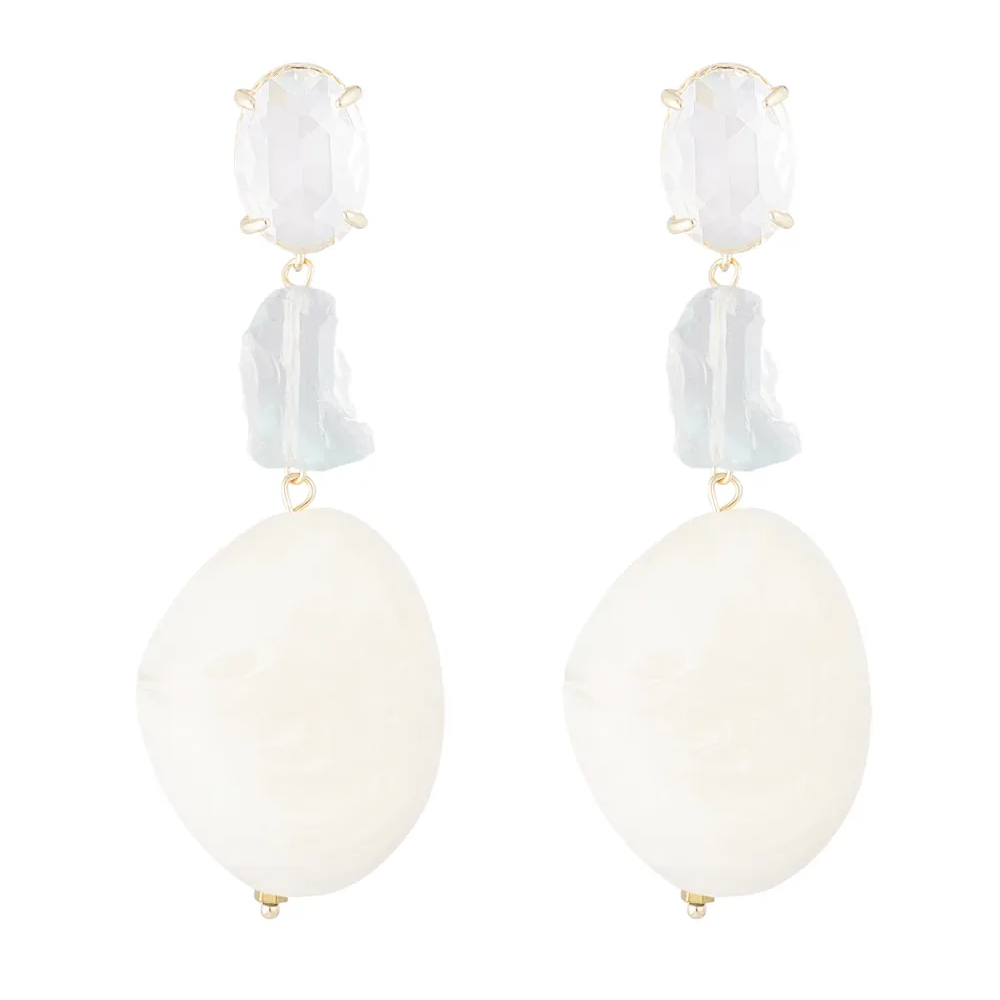 Oorbellen Statement Glas goud gebroken wit