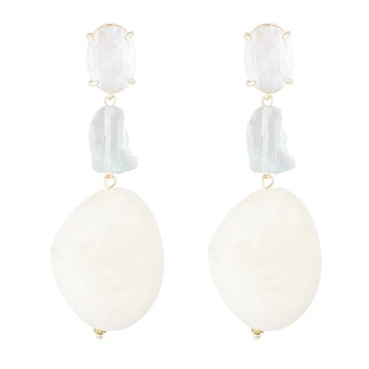 Oorbellen Statement Glas goud gebroken wit
