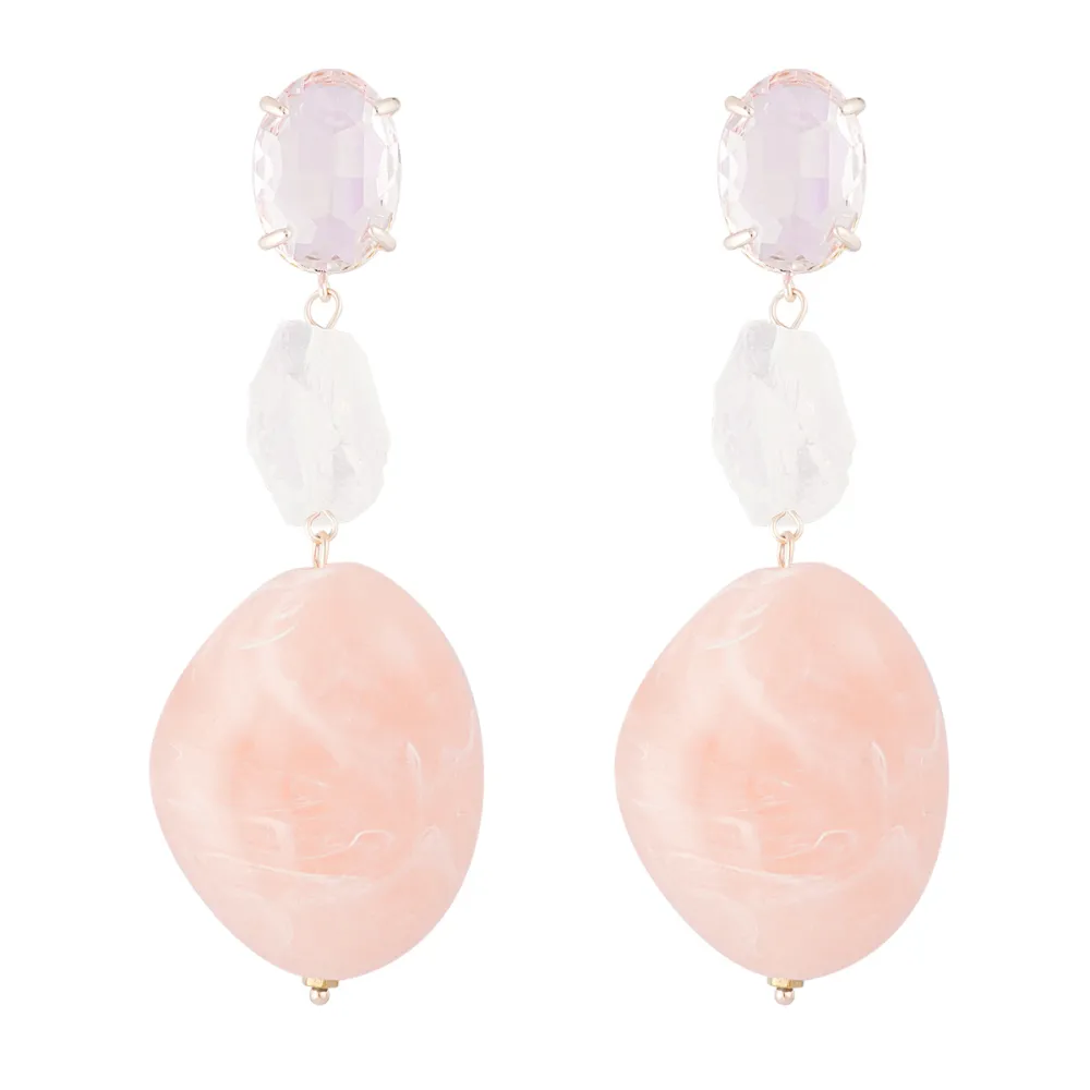 Oorbellen Statement Glas goud roze