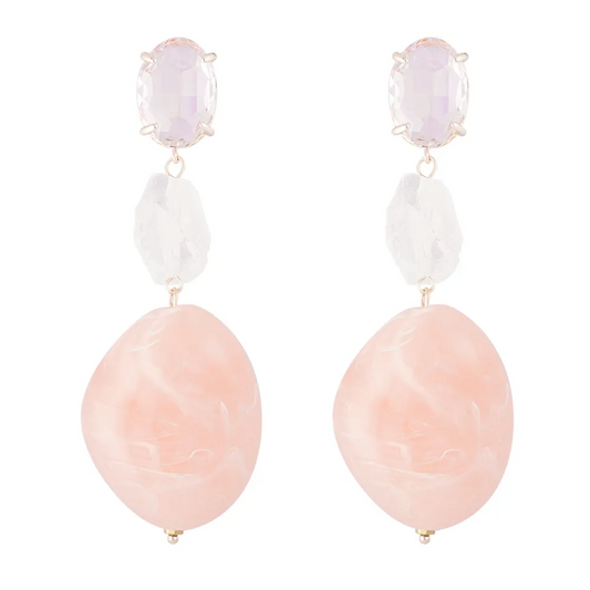 Oorbellen Statement Glas goud roze