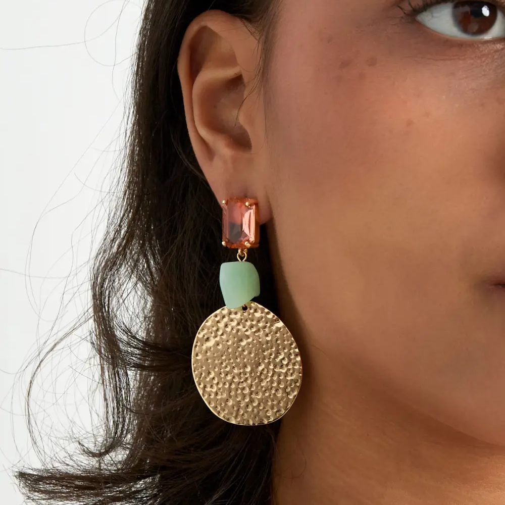 Oorbellen Statement Strandvibe goud mintgroen detail
