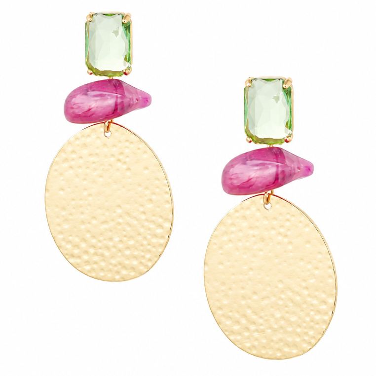 Oorbellen Statement Strandvibe goud roze