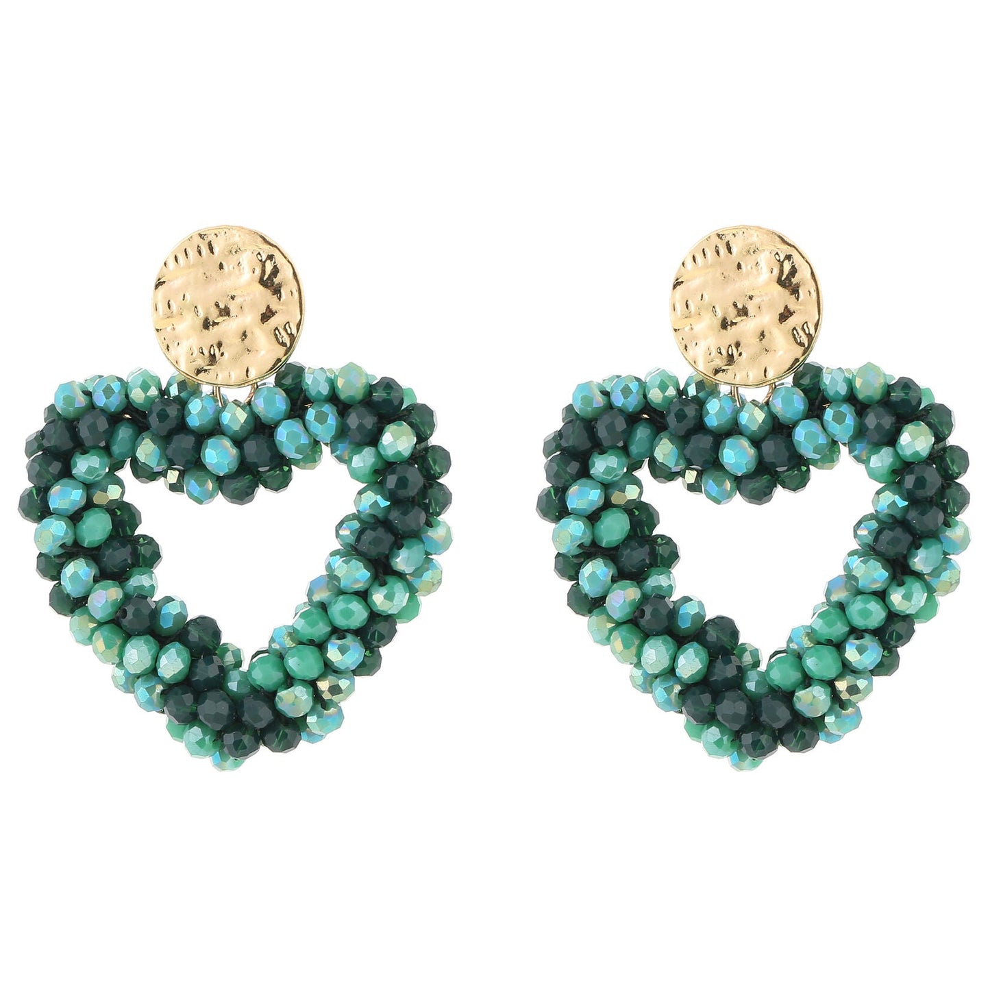 Oorbellen Strass Kralen Hart Love goud groen