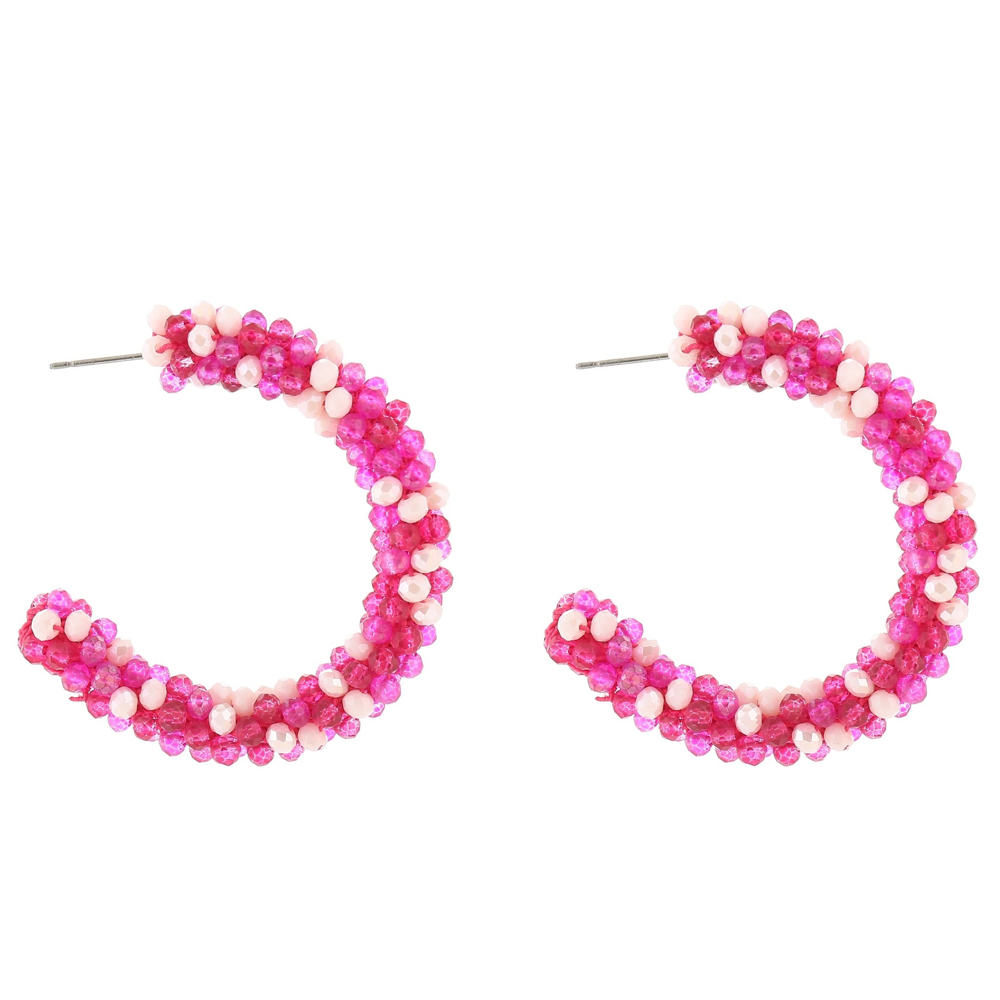 Oorbellen Strass Kralen fuchsia