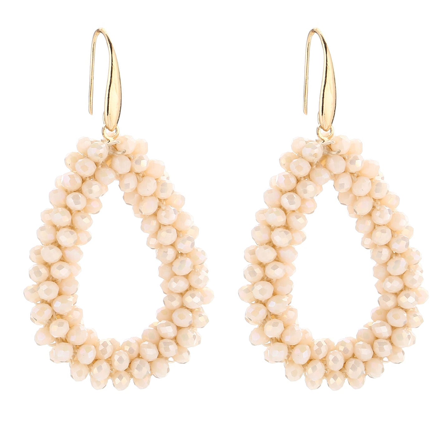 Oorbellen Strass Kralen goud beige