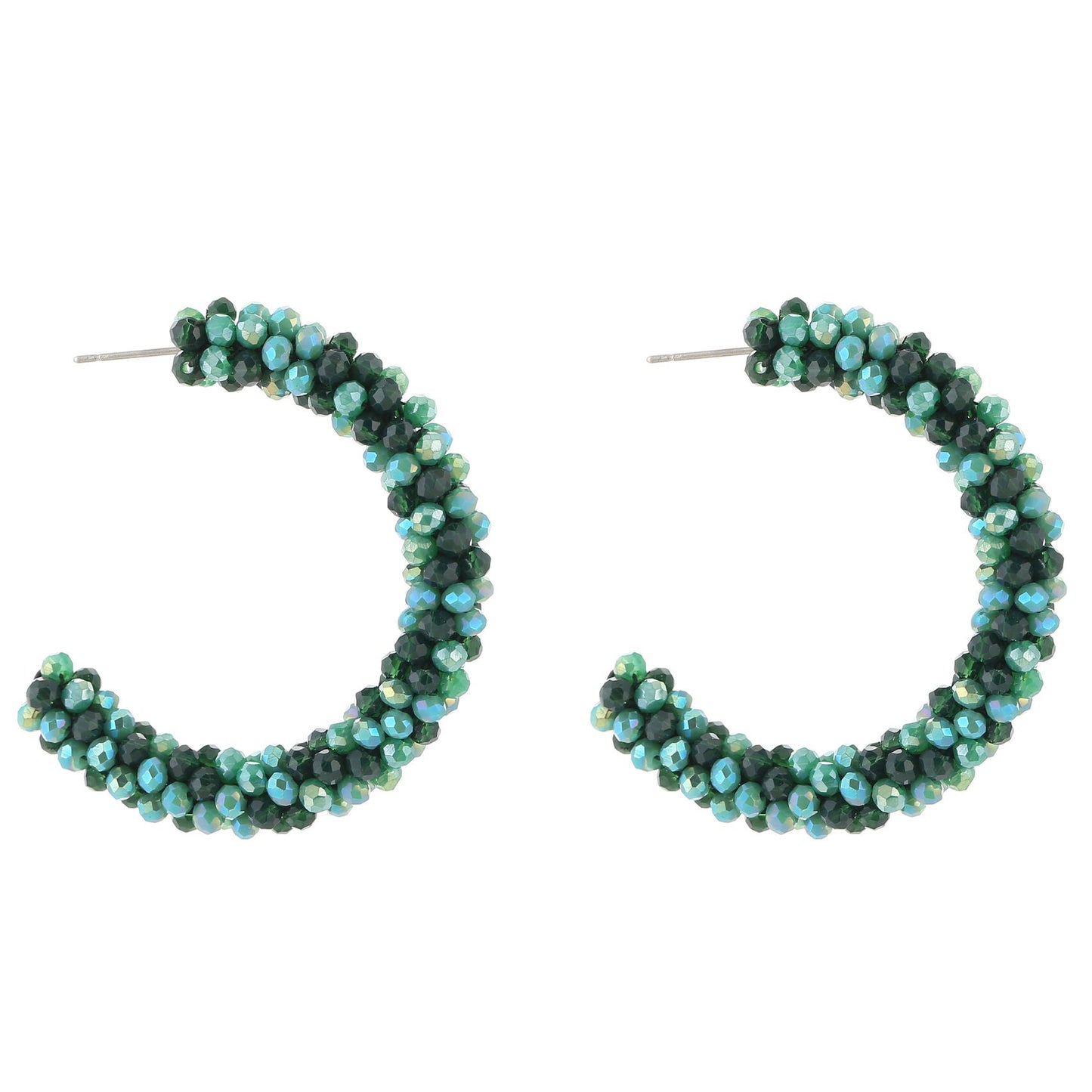 Oorbellen Strass Kralen groen mix
