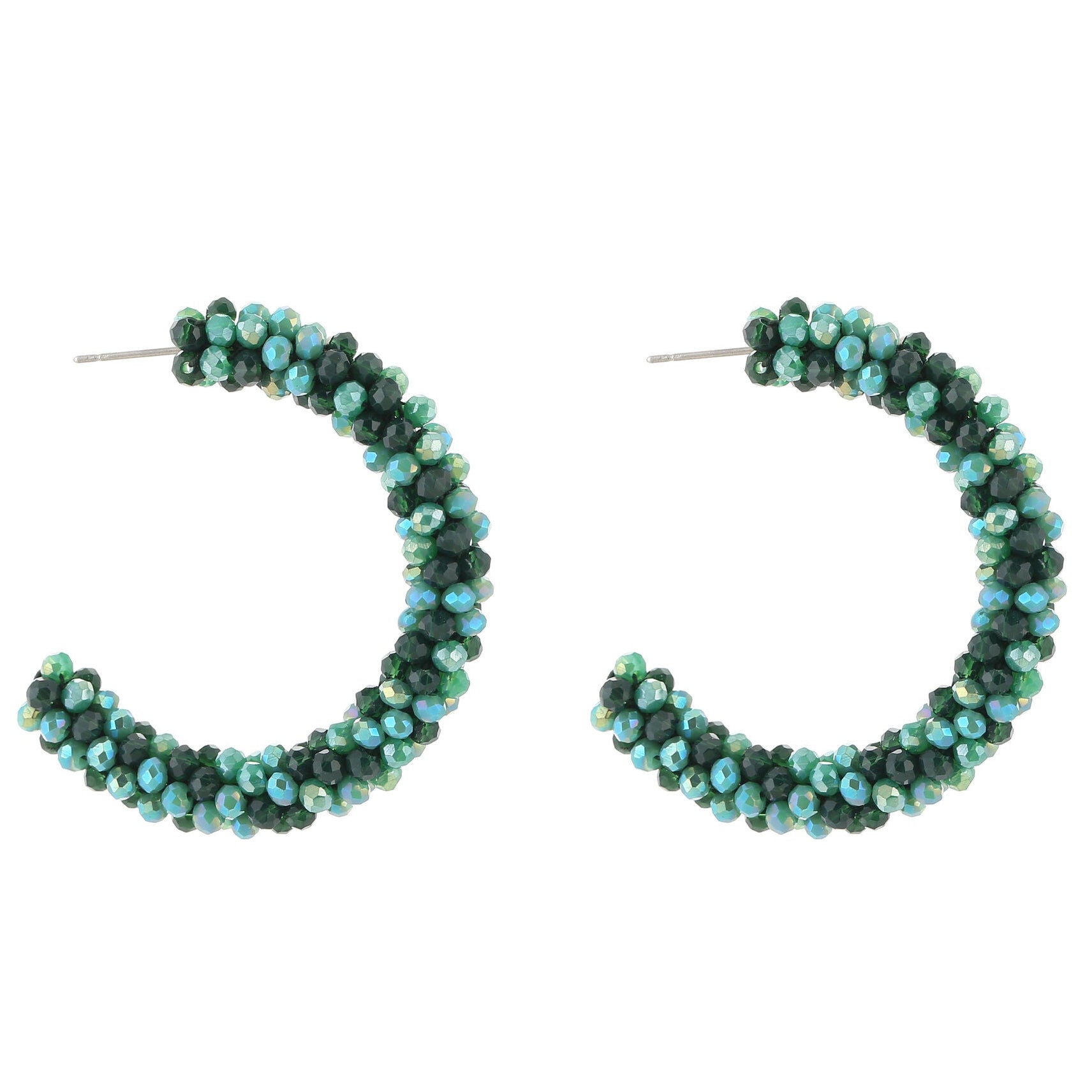 Oorbellen Strass Kralen groen mix