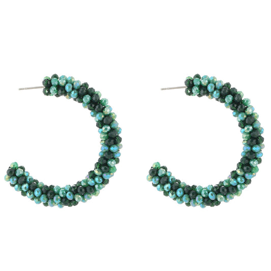 Oorbellen Strass Kralen groen mix