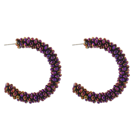Oorbellen Strass Kralen paars