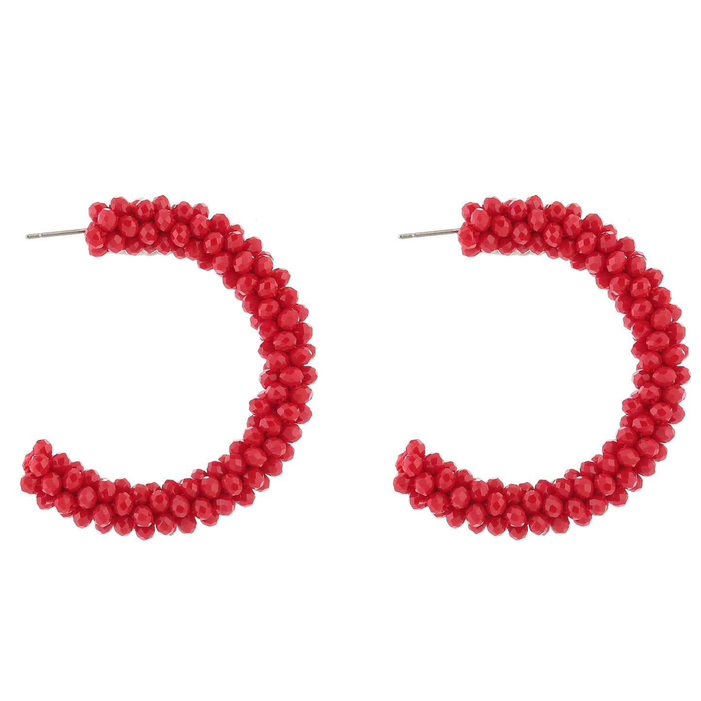 Oorbellen Strass Kralen rood