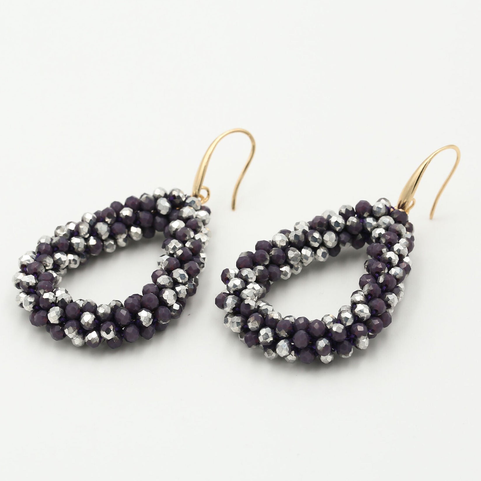 Oorbellen Strass paars liggend