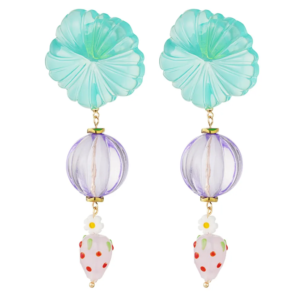 Oorbellen Strawberry Love blauw paars