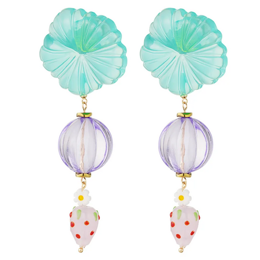 Oorbellen Strawberry Love blauw paars