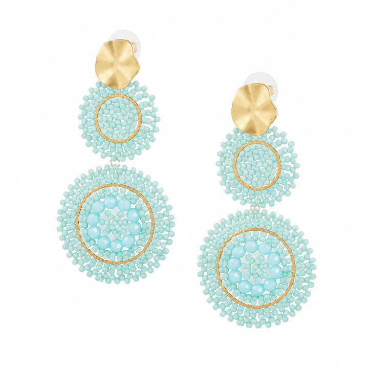 Oorbellen Sunflower glas goud groen