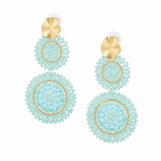 Oorbellen Sunflower glas goud groen