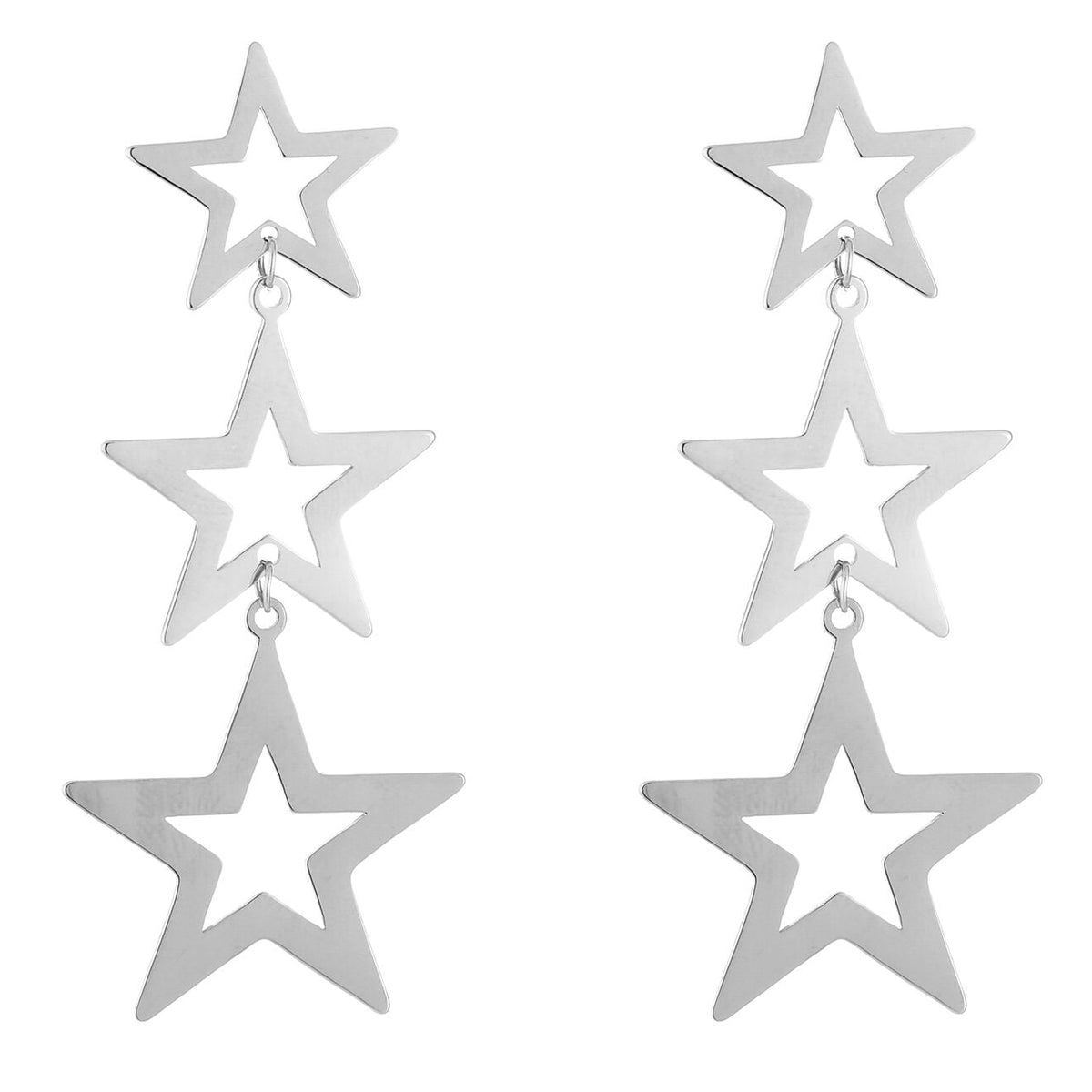 Oorbellen Triple Star zilver