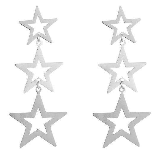 Oorbellen Triple Star zilver