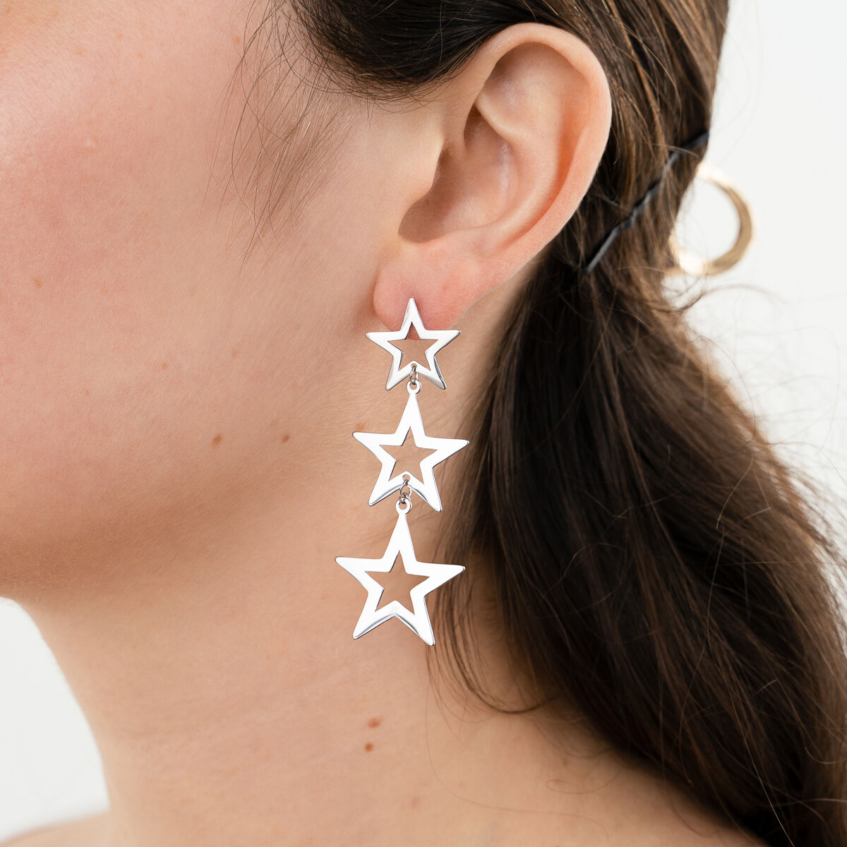 Oorbellen Triple Star zilver model