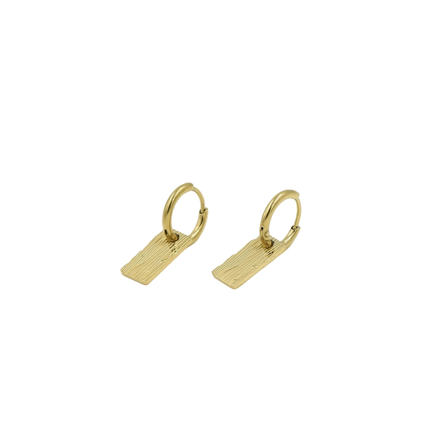 Oorbellen Vierkant Plaatje Bali Print goud liggend
