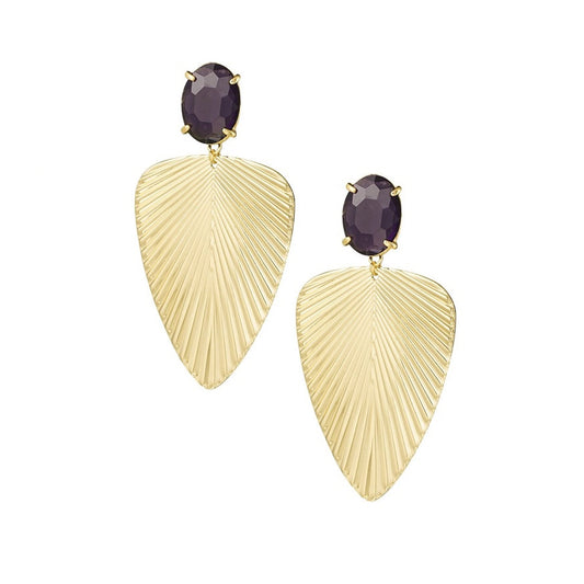 Oorbellen Wavy Texture goud donkerpaars