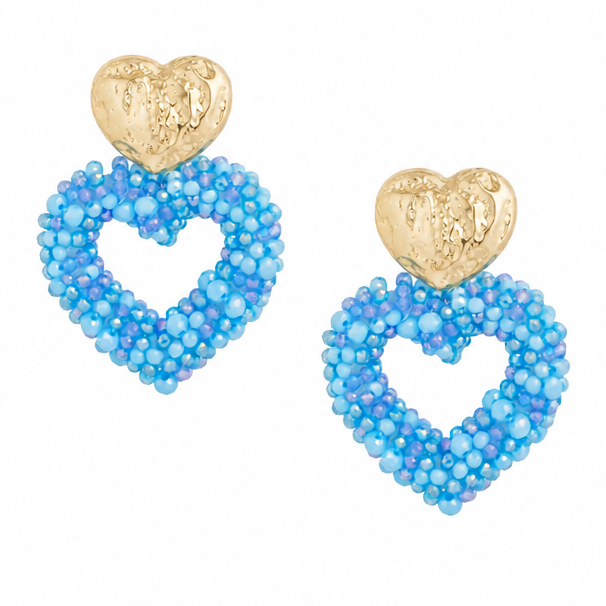 Oorbellen Way to my Heart goud blauw