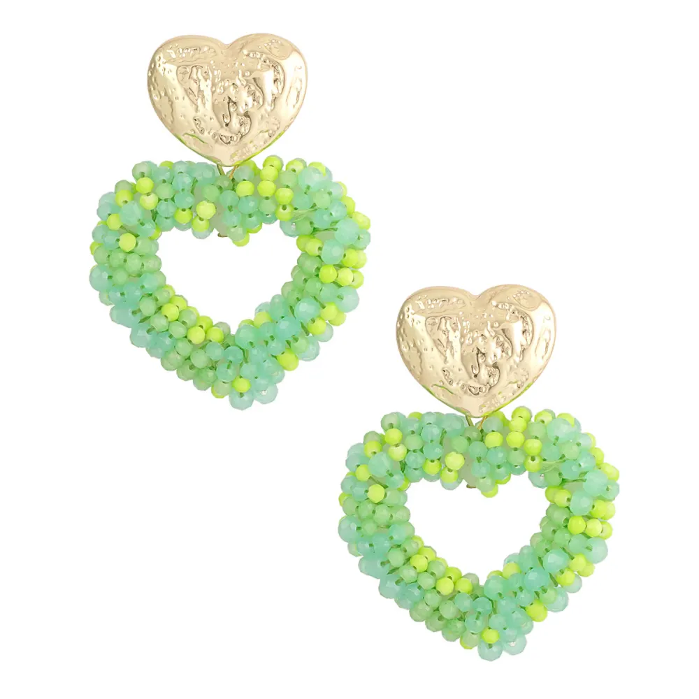 Oorbellen Way to my Heart goud piekgroen