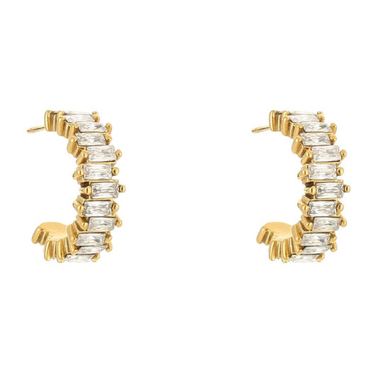 Oorbellen Zirkonia goud wit staand